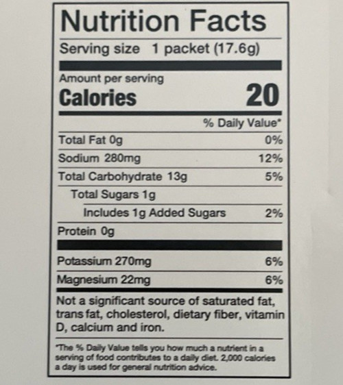 O2 Hydration Sticks Peach pear 572 elec. 1g sugar 20 cal. 0 caffeine Box of 240