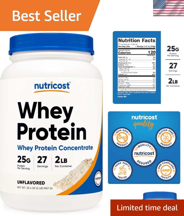 Unflavored Whey Protein Concentrate 2 Pounds – Gluten Free Formula