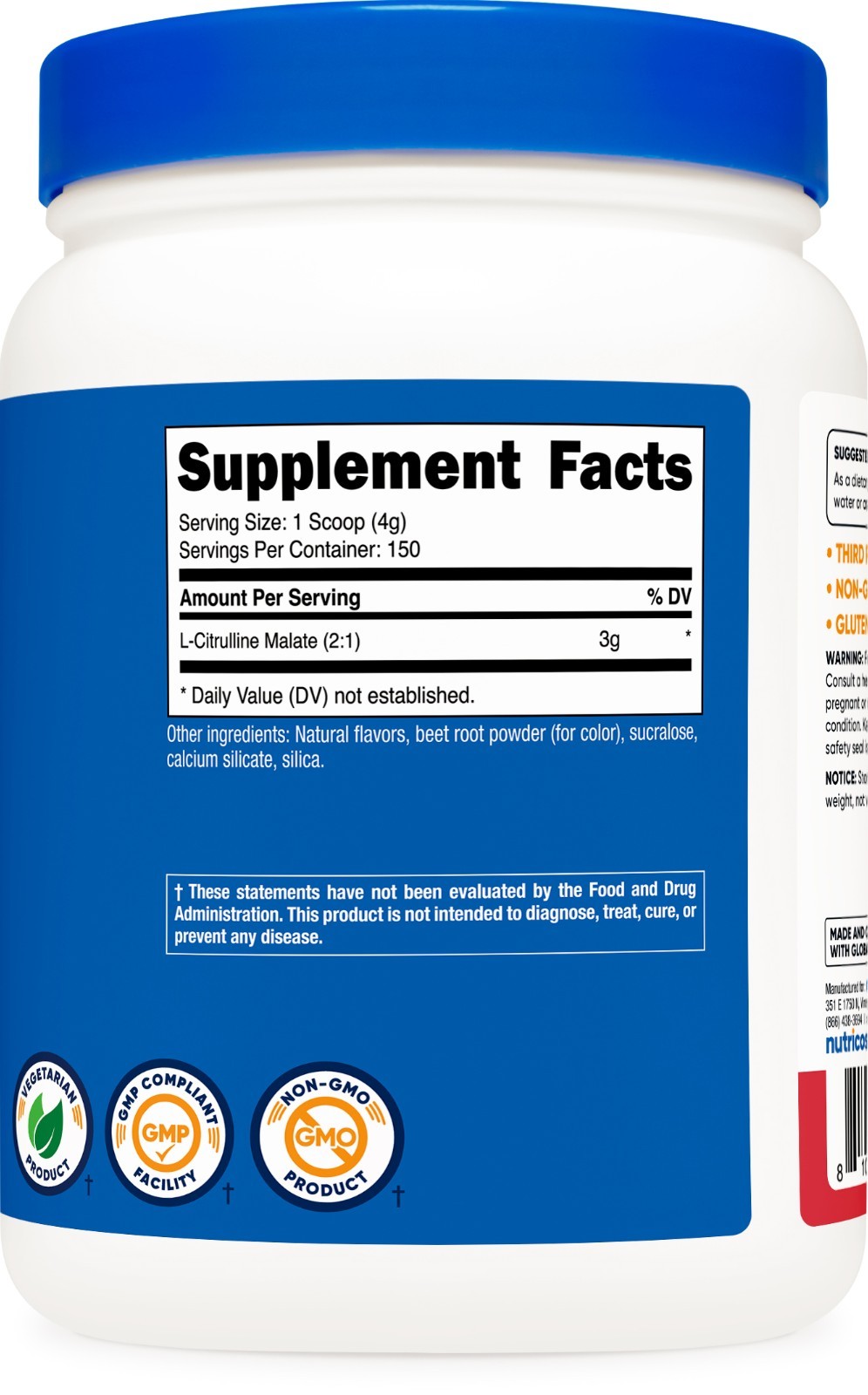 Nutricost L-Citrulline Malate Powder (600G) (Strawberry Kiwi)