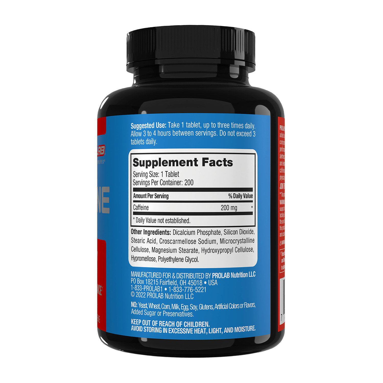 Prolab Caffeine Tablets 200mg – 200ct. | Energy Support, Helps Enhance Endurance