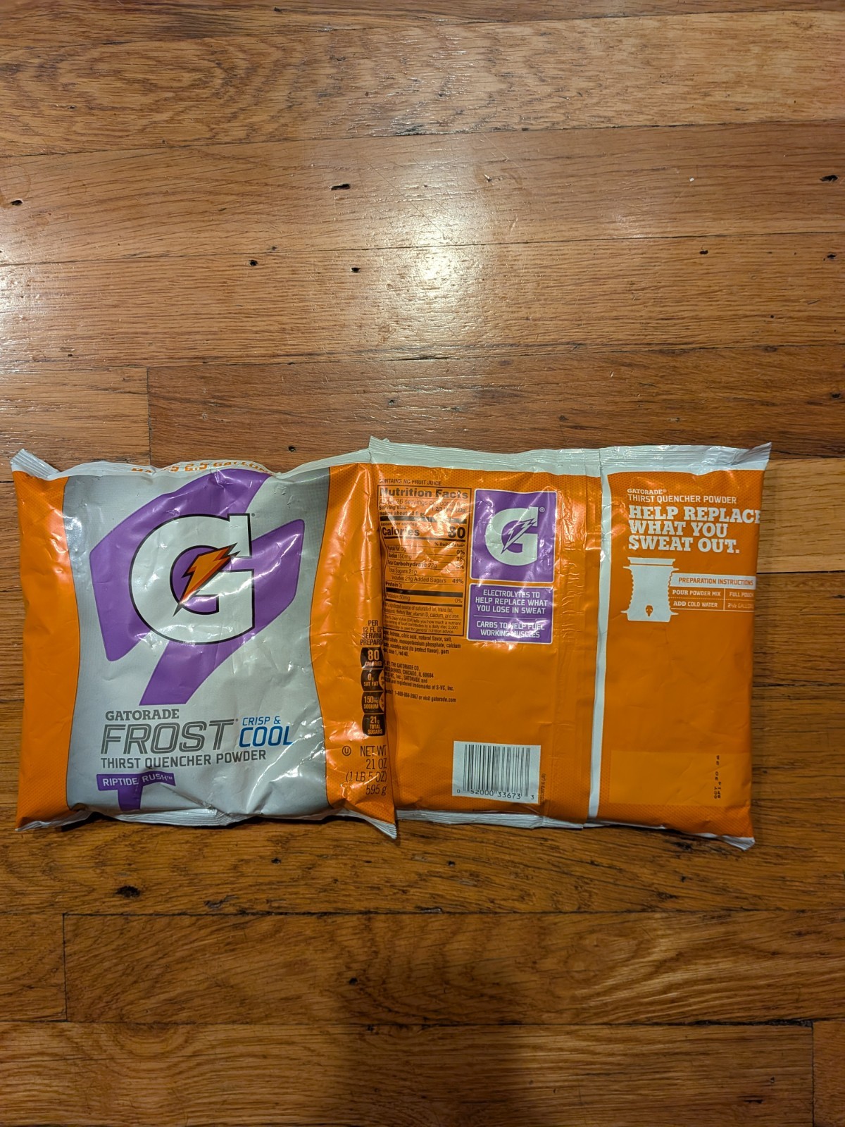 2 packs of Gatorade Frost Riptide Rush Powder, each 21-Ounce Pouch makes 2.5 Ga
