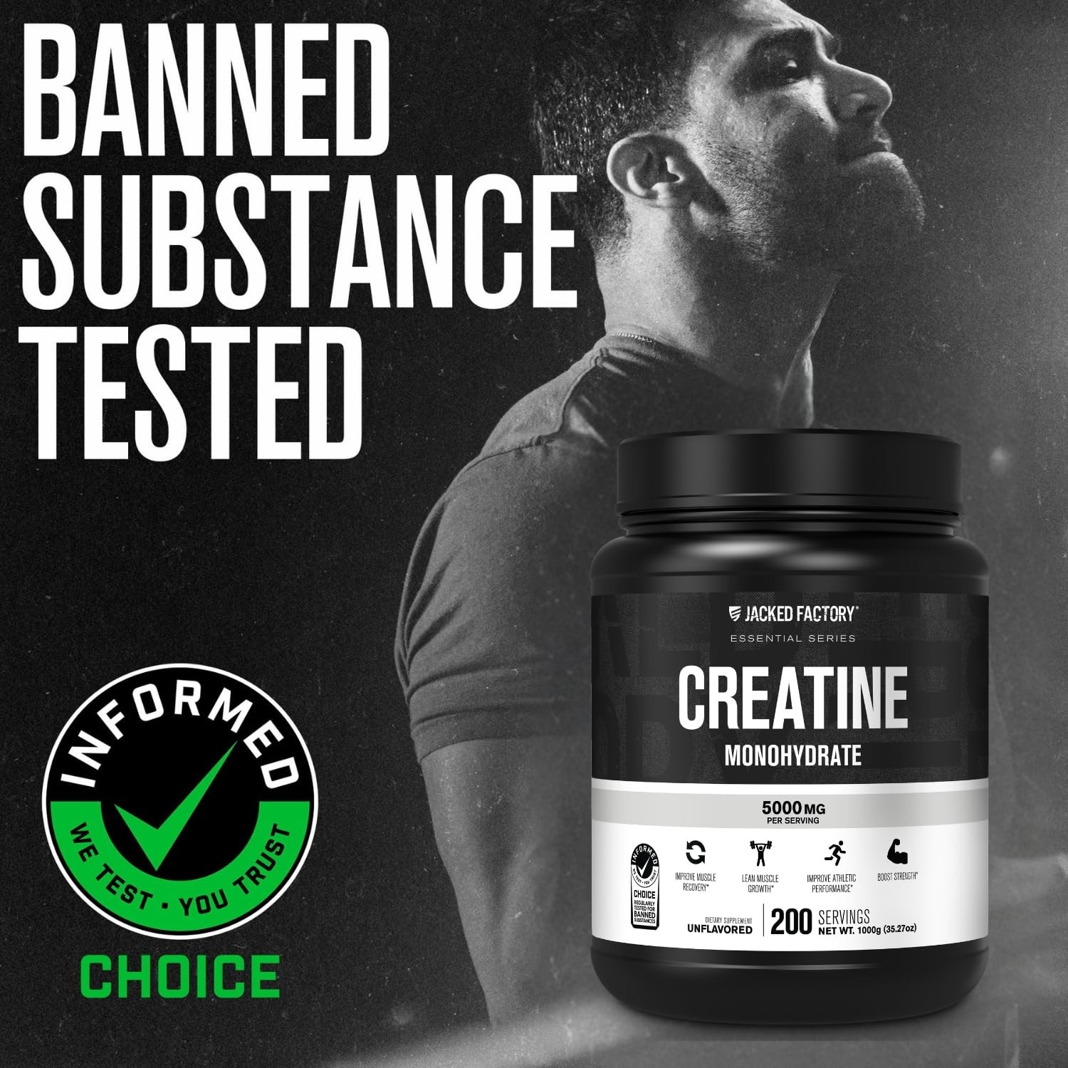 Creatine Monohydrate Powder 1000g – 5g Daily Creatine Supplement for Men and Wom