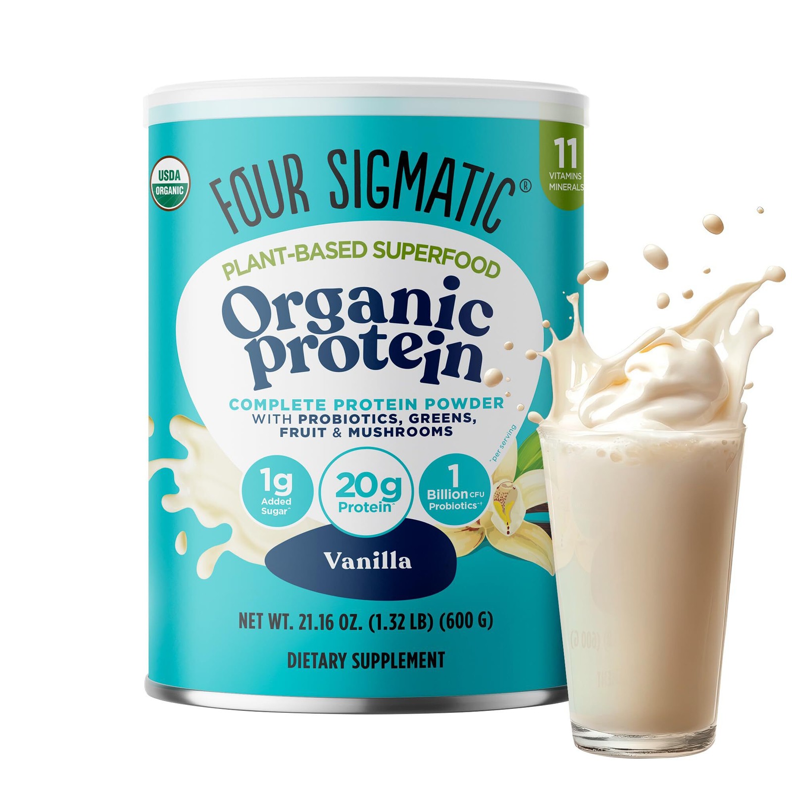 11/26 Four Sigmatic Organic Vegan Protein Powder | 18g Plant-Based Protein per S