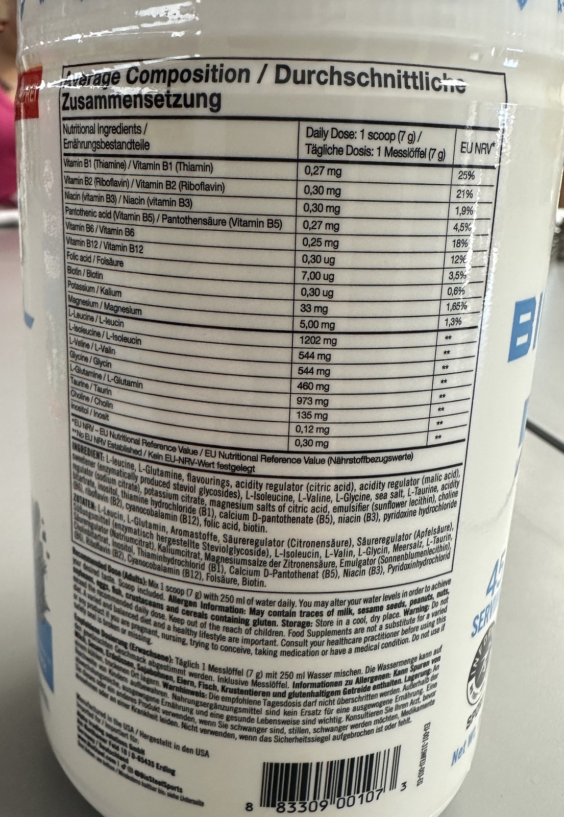 BioSteel Zero Sugar Hydration Mix – White Freeze Flavor, 45 Servings per Tub