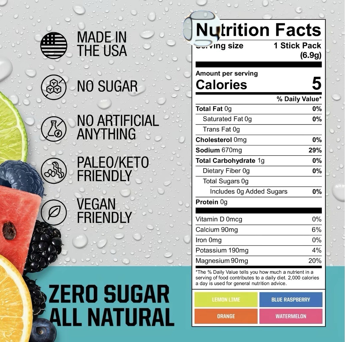 Fire Salt Sugar-Free Electrolyte Hydration Powder + Coconut Water, 16 Count