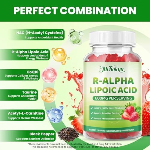 R Alpha Lipoic Acid Gummies, Stabilized R-Alpha Lipoic Acid, ALA Supplement for