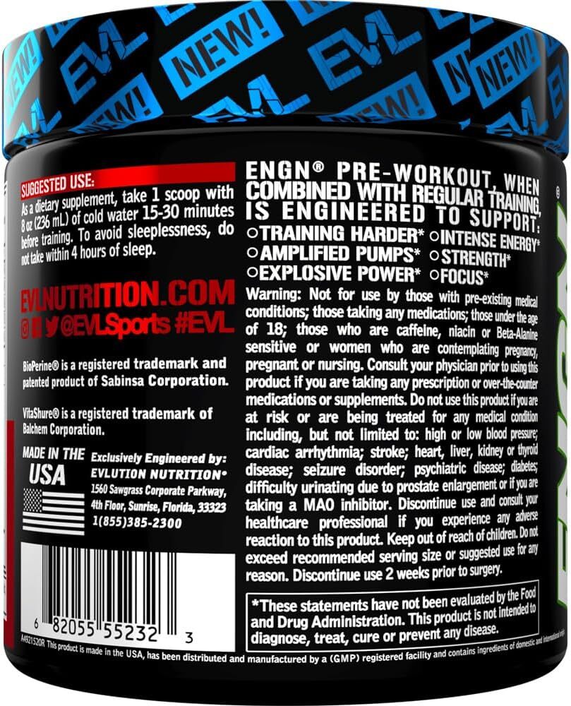 EVL ENGN Hardcore Fat Burning Pre Workout Energy Drink Mix | Choose Flavor