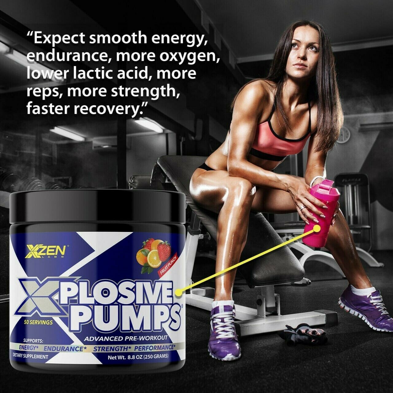 Pre-Workout Powder Bucked Muscle Pump up Supplement Energy Focus 50 Servings FP