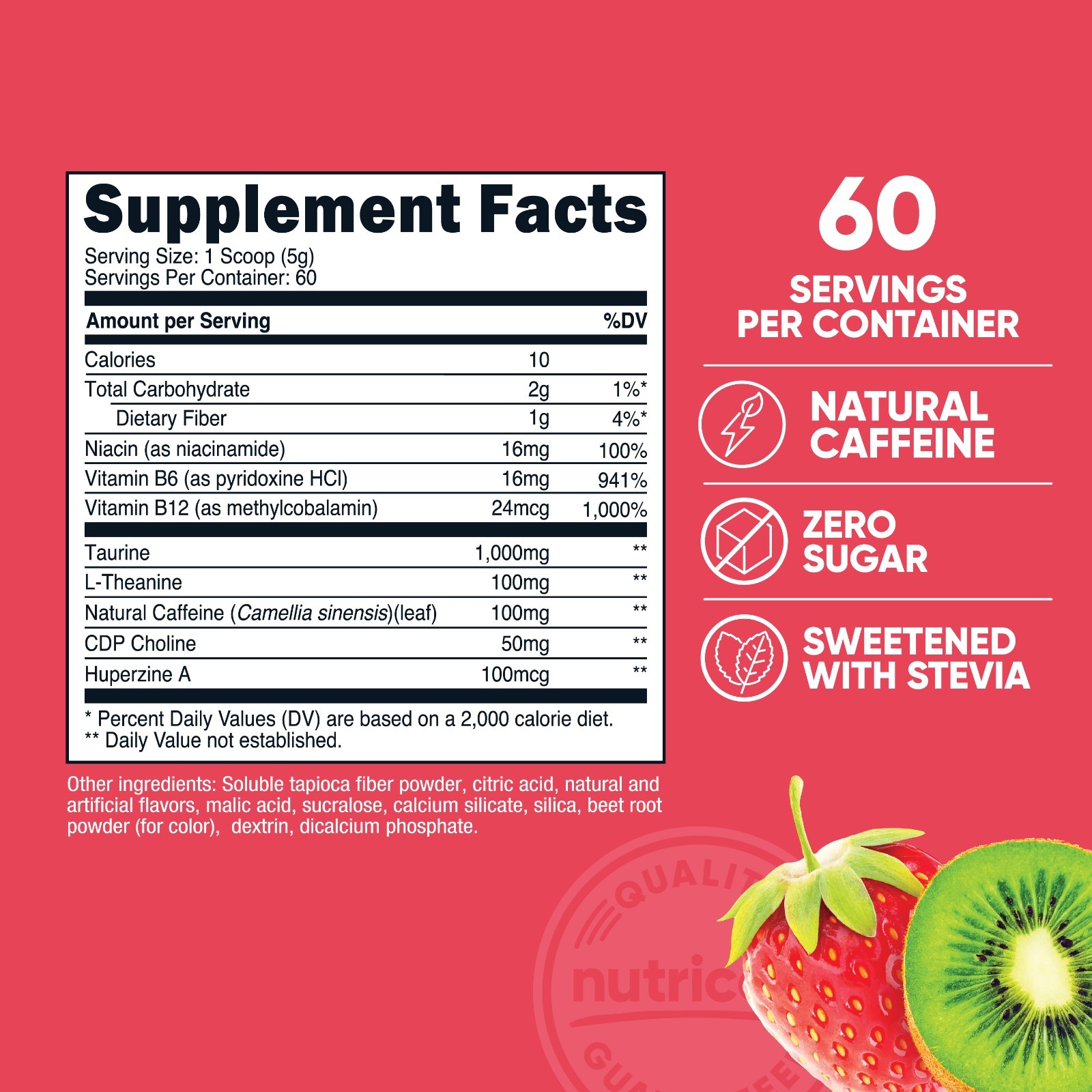 Nutricost Energy Complex (Strawberry Kiwi) (60 Servings) – Clean Energy Powder