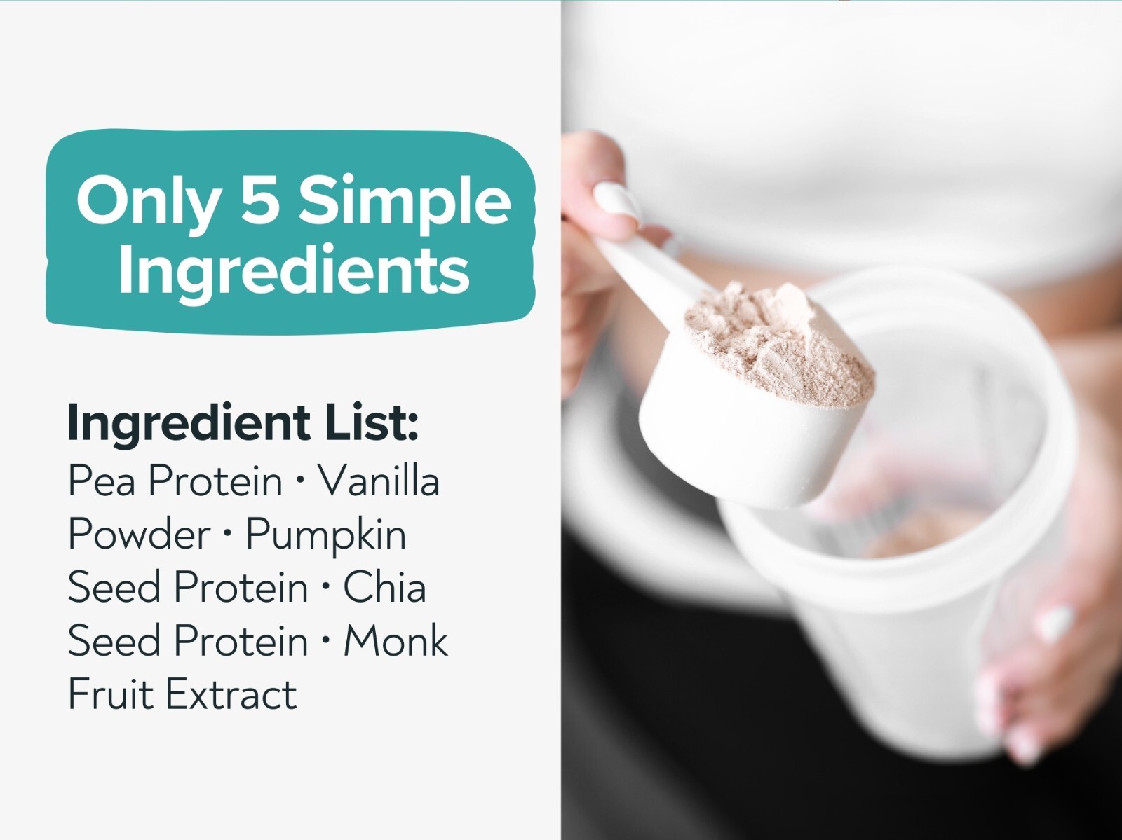 Organic Pea Protein Powder-Vegan, Vanilla, 20g Protein-5 Simple Ingredients-1 lb