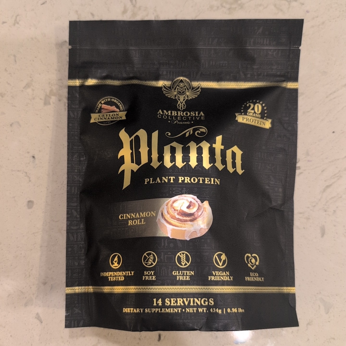 Ambrosia Collective Cinnamon Roll Plant Protein Powder-Best By 03/2026