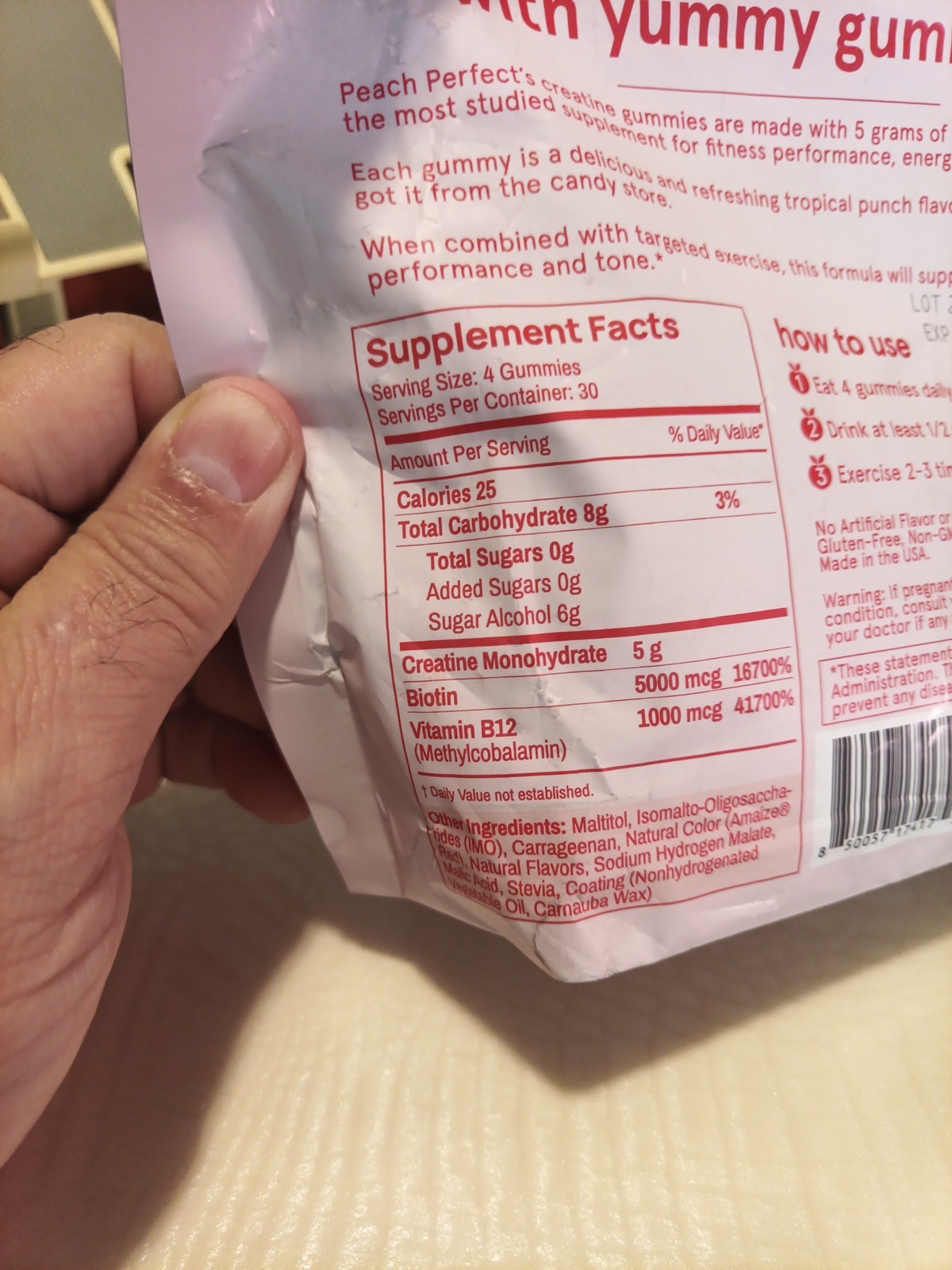 Peach Perfect Creatine Gummies 5g Tropical Fruit- Expires 6/27