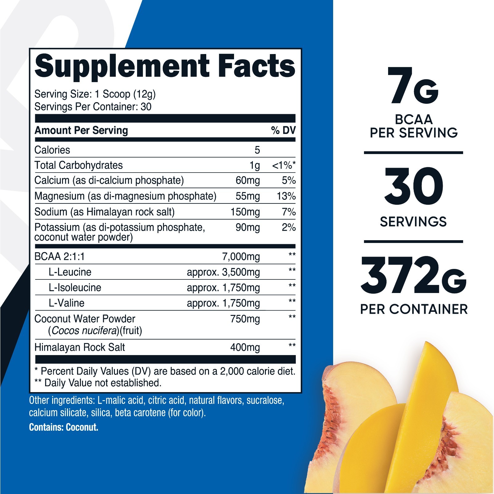 Nutricost BCAA+ Hydration Powder (Peach Mango) 30 Servings