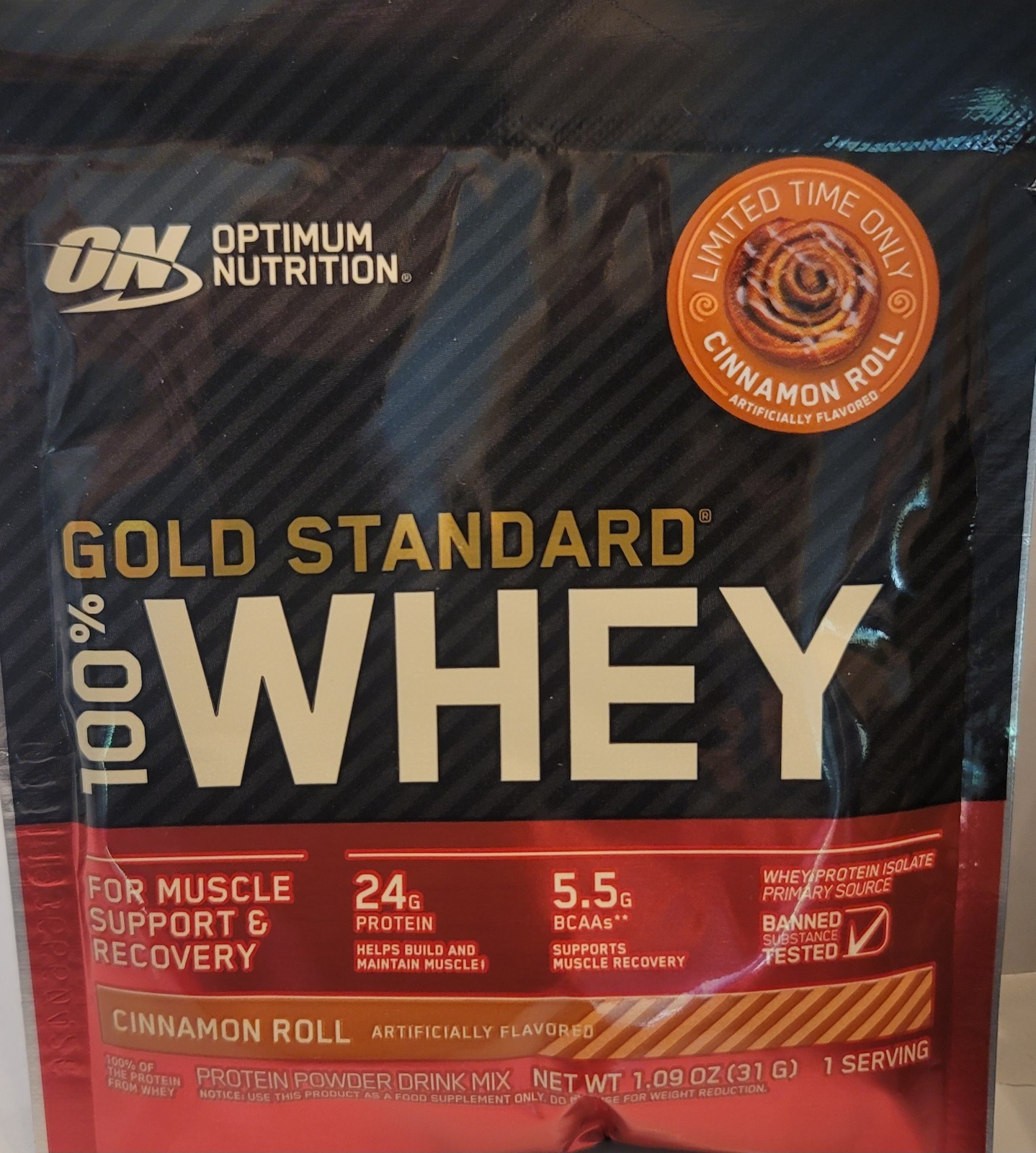 Lot of 100 ON Optimum Nutrition Gold Standard 100% Whey Cinnamon Roll 1.09 oz.