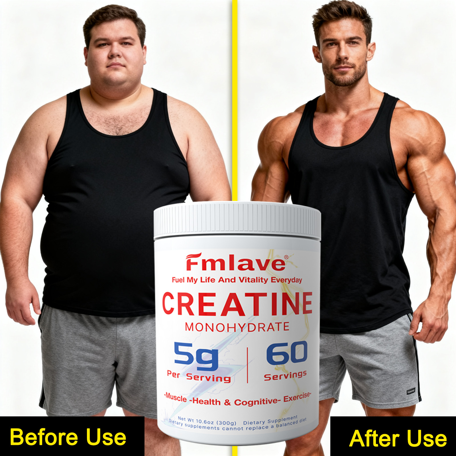 Micronized Creatine Monohydrate Powder 300g, 60 Servings, Unflavored Creatine US