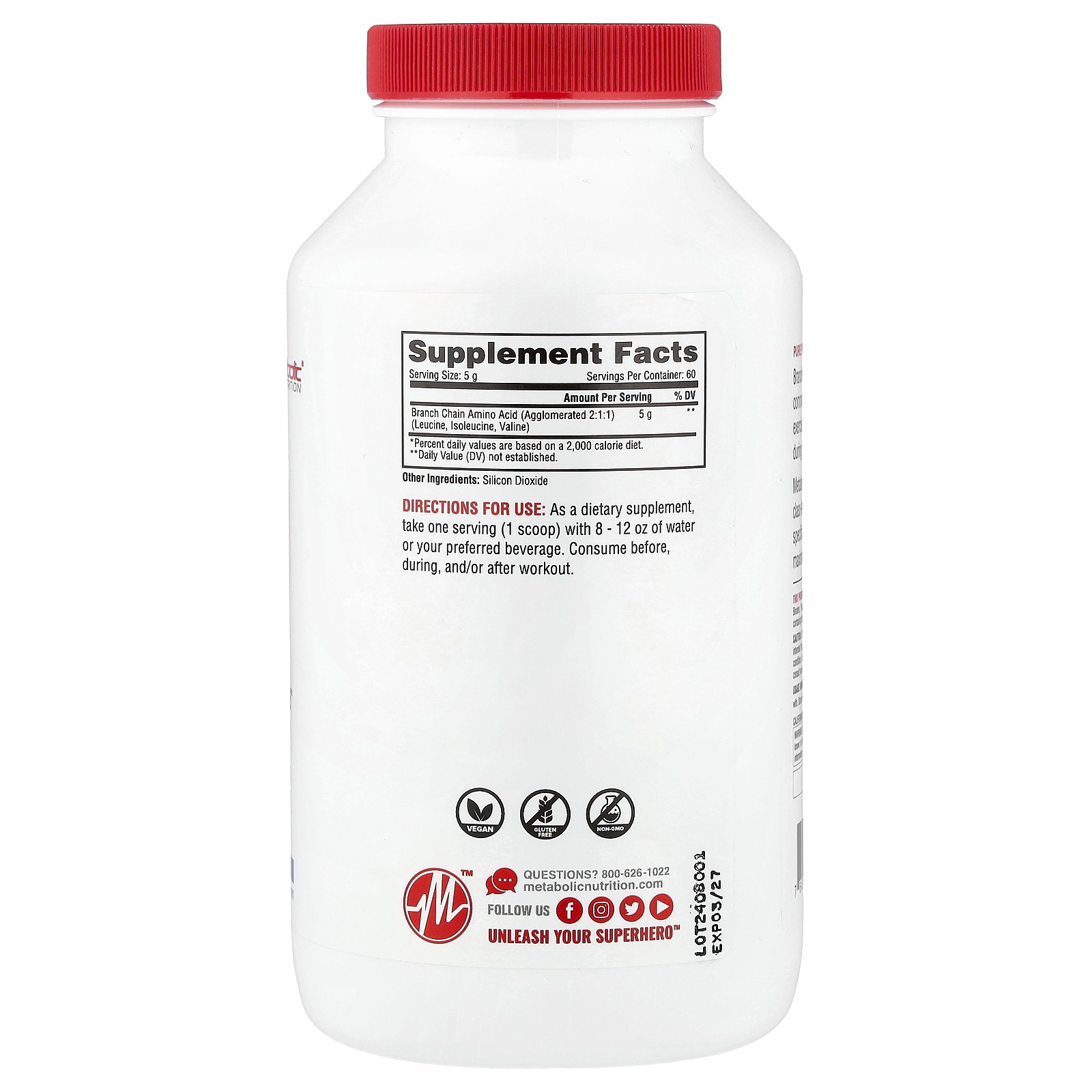 BCAA, Unflavored , 10.58 oz (300 g)