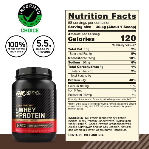 Optimum Nutrition Gold Standard 100% Whey Protein Powder – Double Rich Chocolate