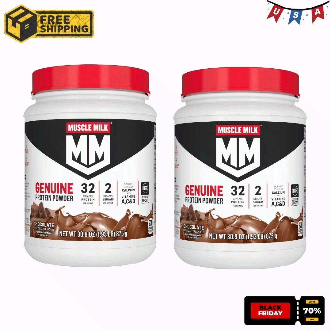 2P Muscle Milk Genuine Protein Powder, Chocolate, 1.93 Pound, 12 Servings