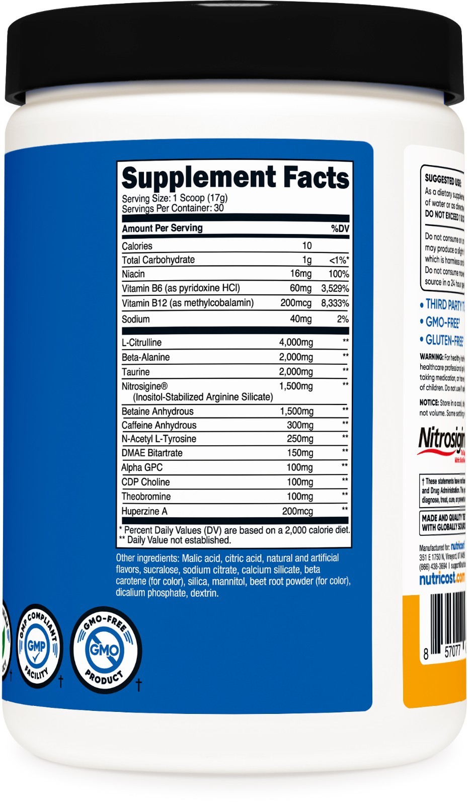Nutricost Pre-X Workout Complex Powder (Peach Mango) 30 Servings – Great Taste