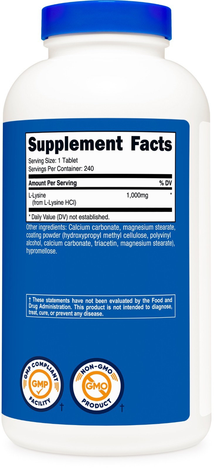 Nutricost L-Lysine 1000mg, 240 Tablets – Gluten Free, Non-GMO, and Vegetarian