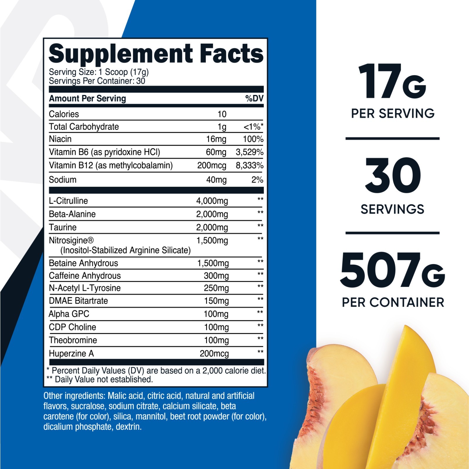Nutricost Pre-X Workout Complex Powder (Peach Mango) 30 Servings – Great Taste