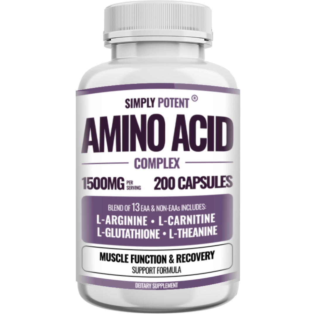 Amino Acid Complex 1500mg 200 Capsules – 13 Aminos with L-Arginine L-Glutathione