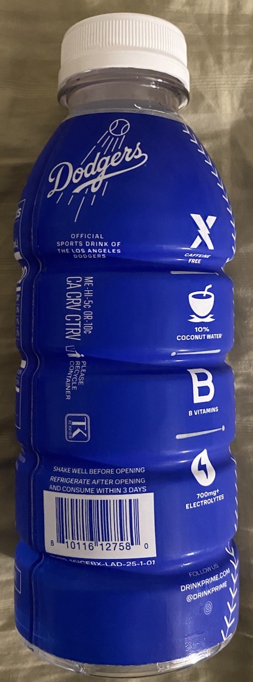 NEW Prime Hydration Drink LA DODGERS 2025 New Version 16.9 Blue Chill Flavor