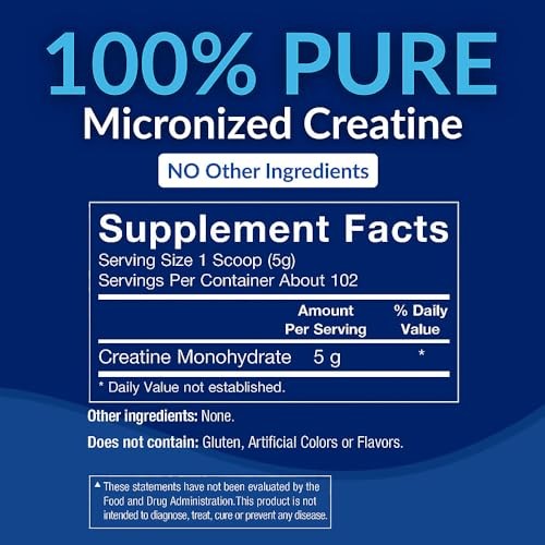 Creatine Monohydrate Powder 5g Micronized Unflavored 102 Servings