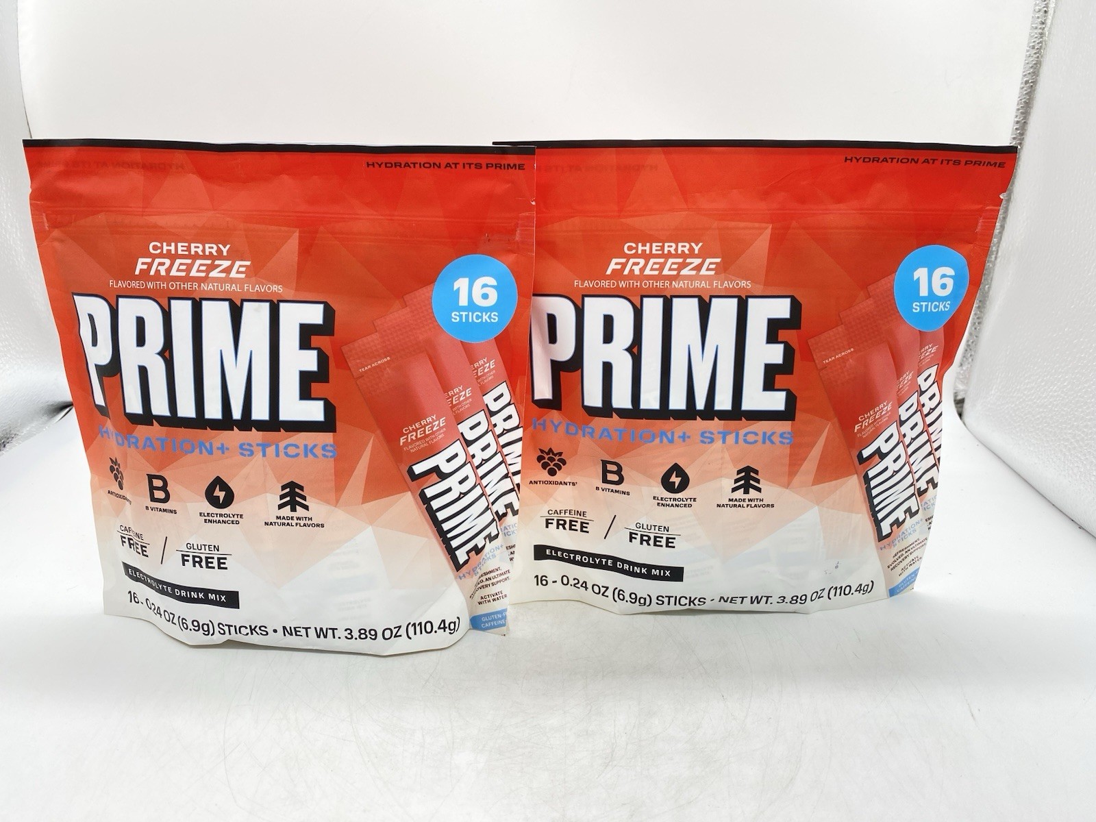 PRIME Hydration+ Stick Boxes Cherry Freeze! 2 Bags – 16 Count Each