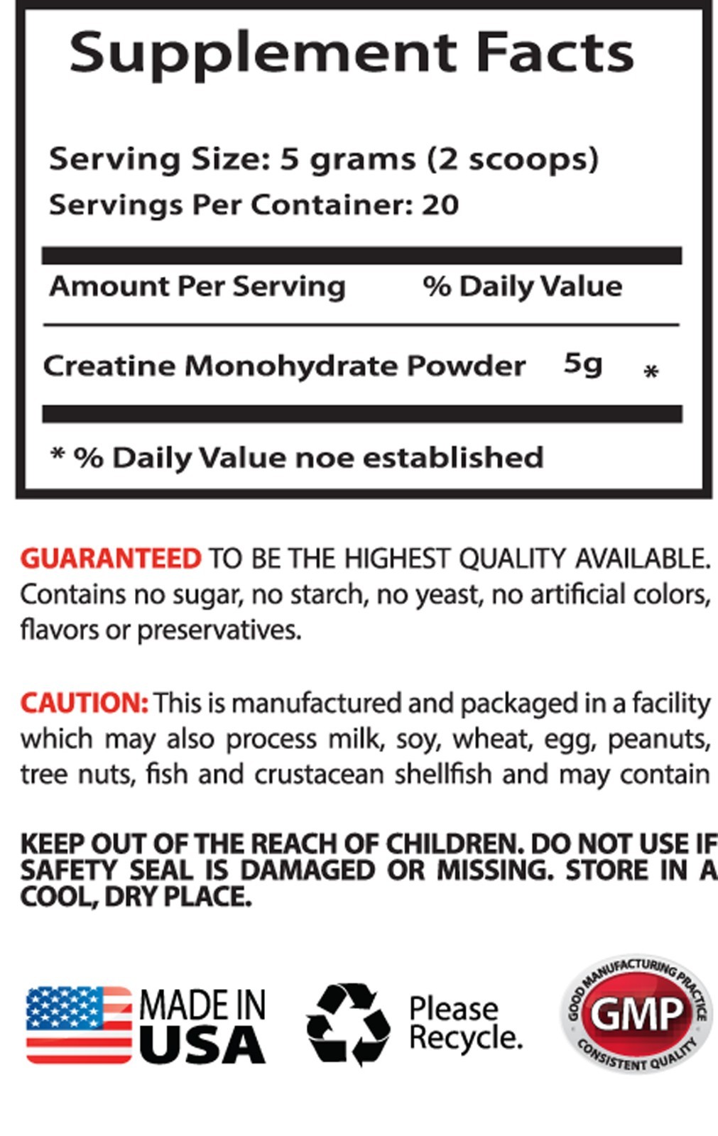 Weight Gainer – Creatine Monohydrate Powder 100g Improve Effective Metabolism 1B