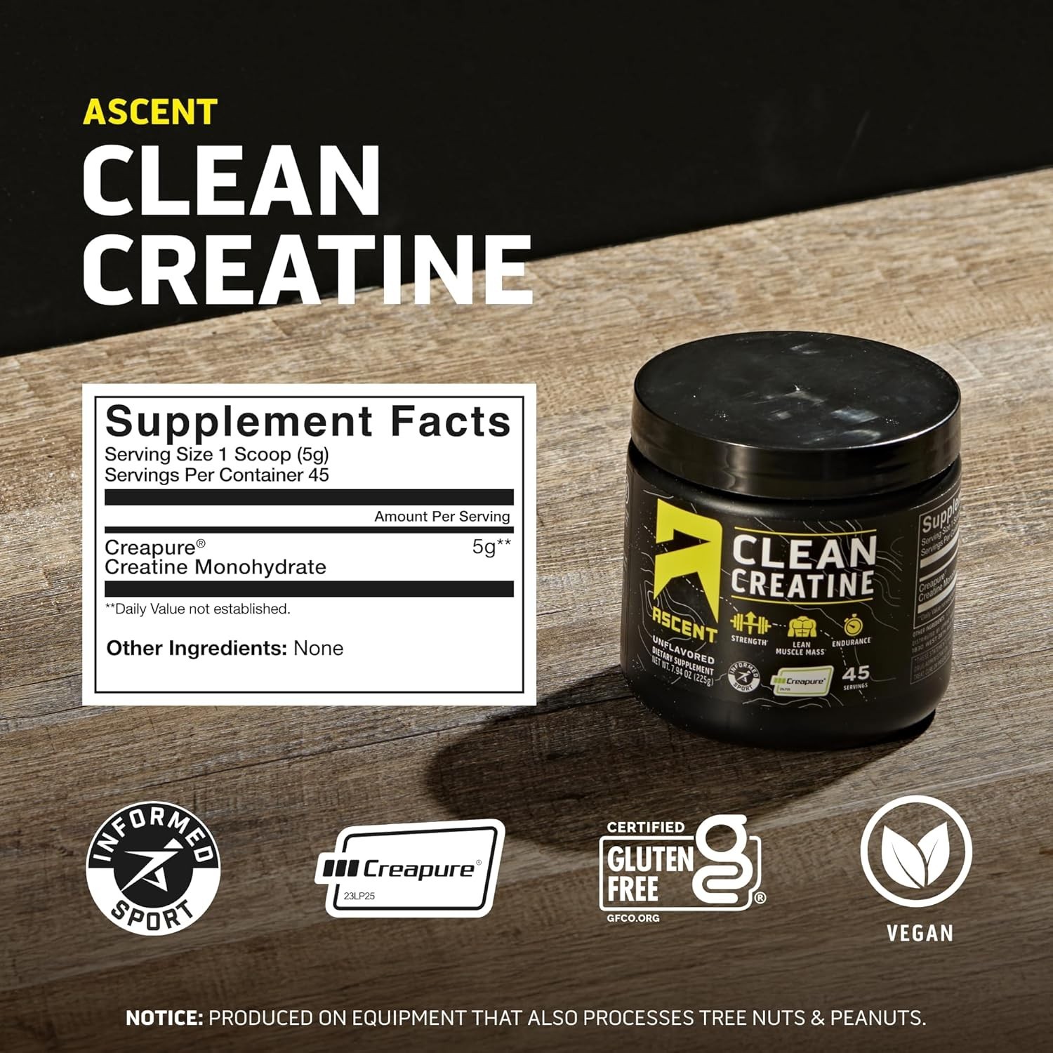 Ascent Protein BUBS Natural Clean Creatine | 45 Servings, Unflavored