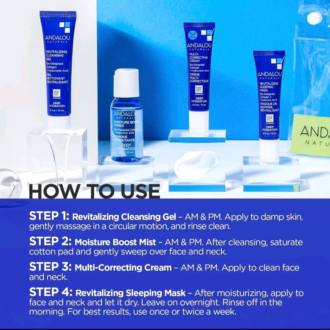 Andalou Naturals The Deep Hydration Routine On Go Kit Skin Care Moisturizer Set