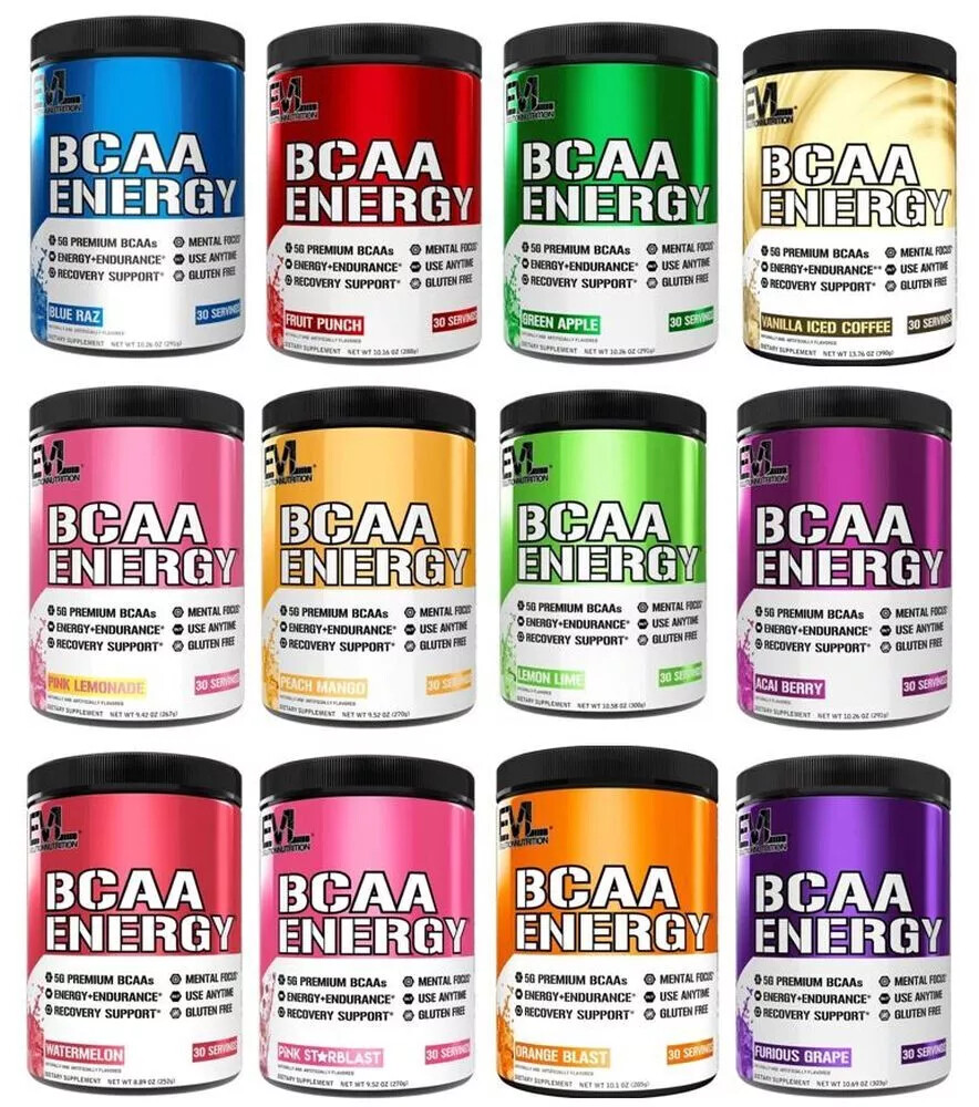 EVL BCAA Energy Most Powerful Amino Acid Pre Workout Powder for Energy, Recovery