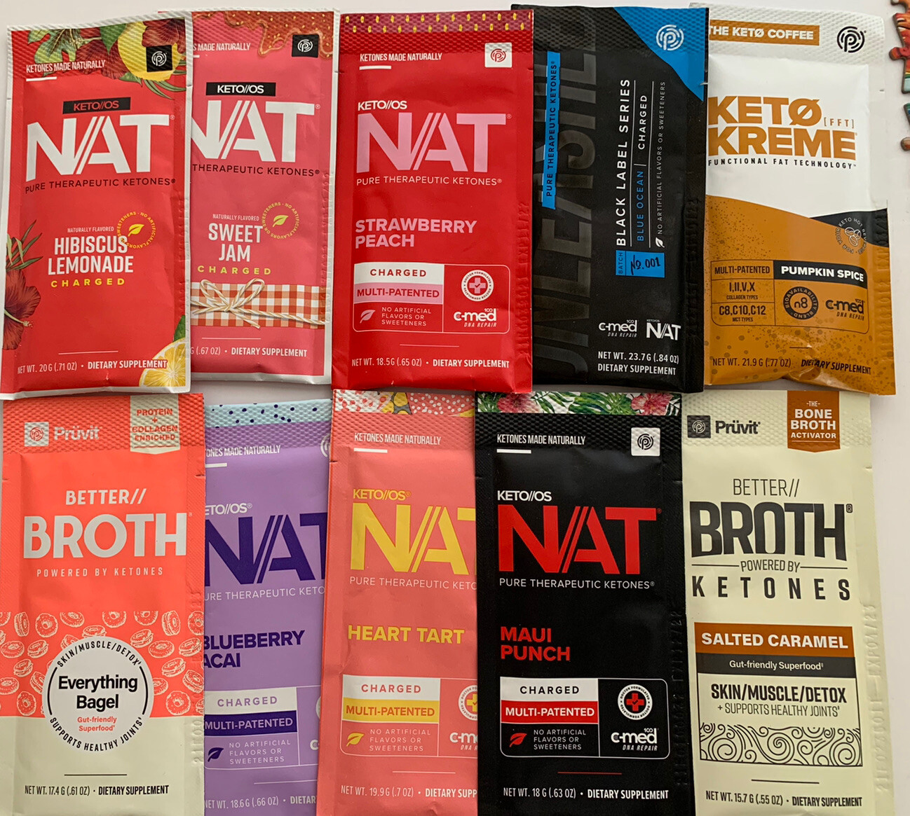 10 Pack trial Of Prüvit Ketones! Customize Your Pack!!!! NAT, Keto Kreme!!!