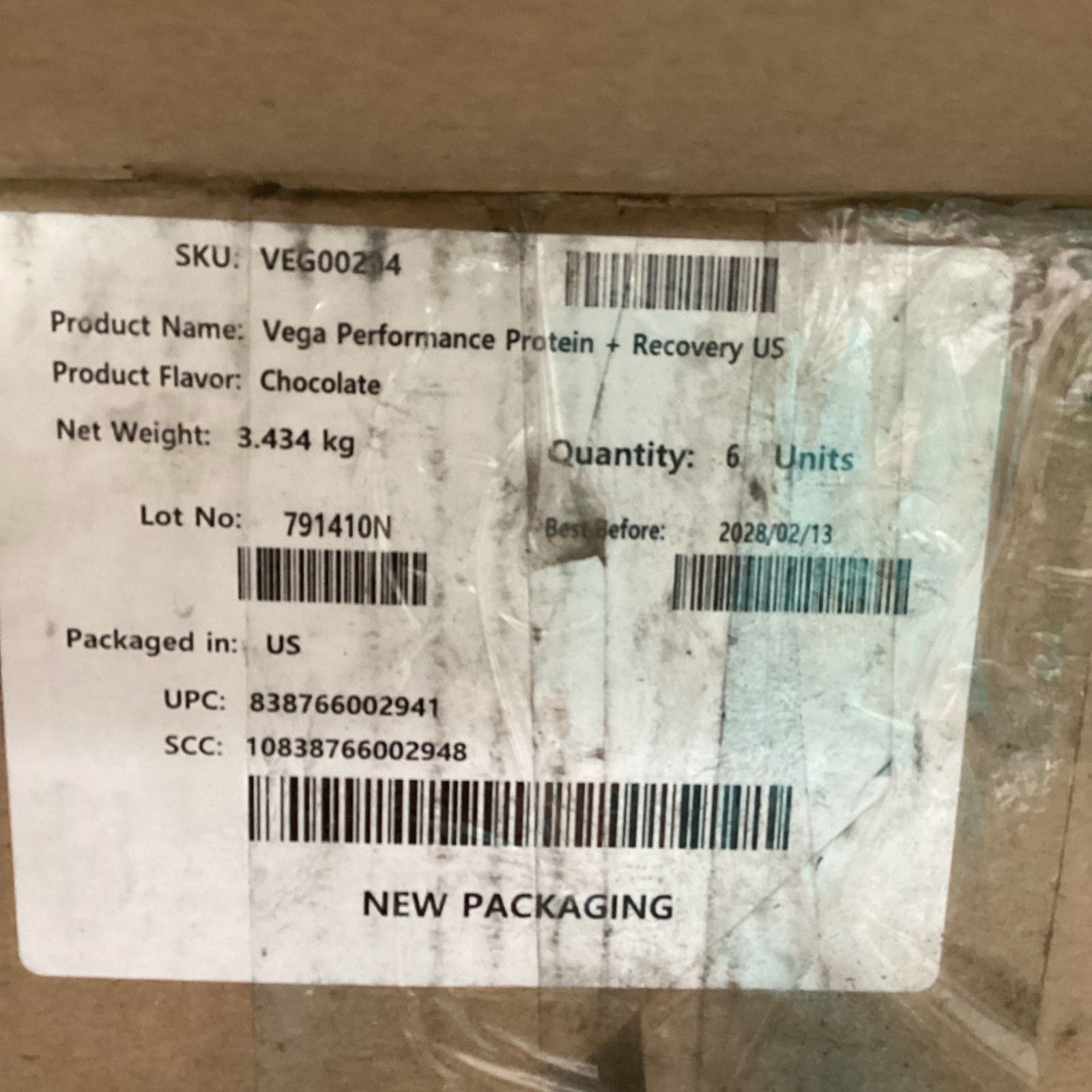 Vega Performance Protein Recovery 20.2oz Chocolate Exp 02/13/2028