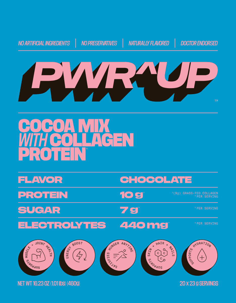 PWR^UP GRASS-FED COLLAGEN PEPET1DES CHOCOLATE READY-TO-EAT 16.23 OZ 20 SERVINGS