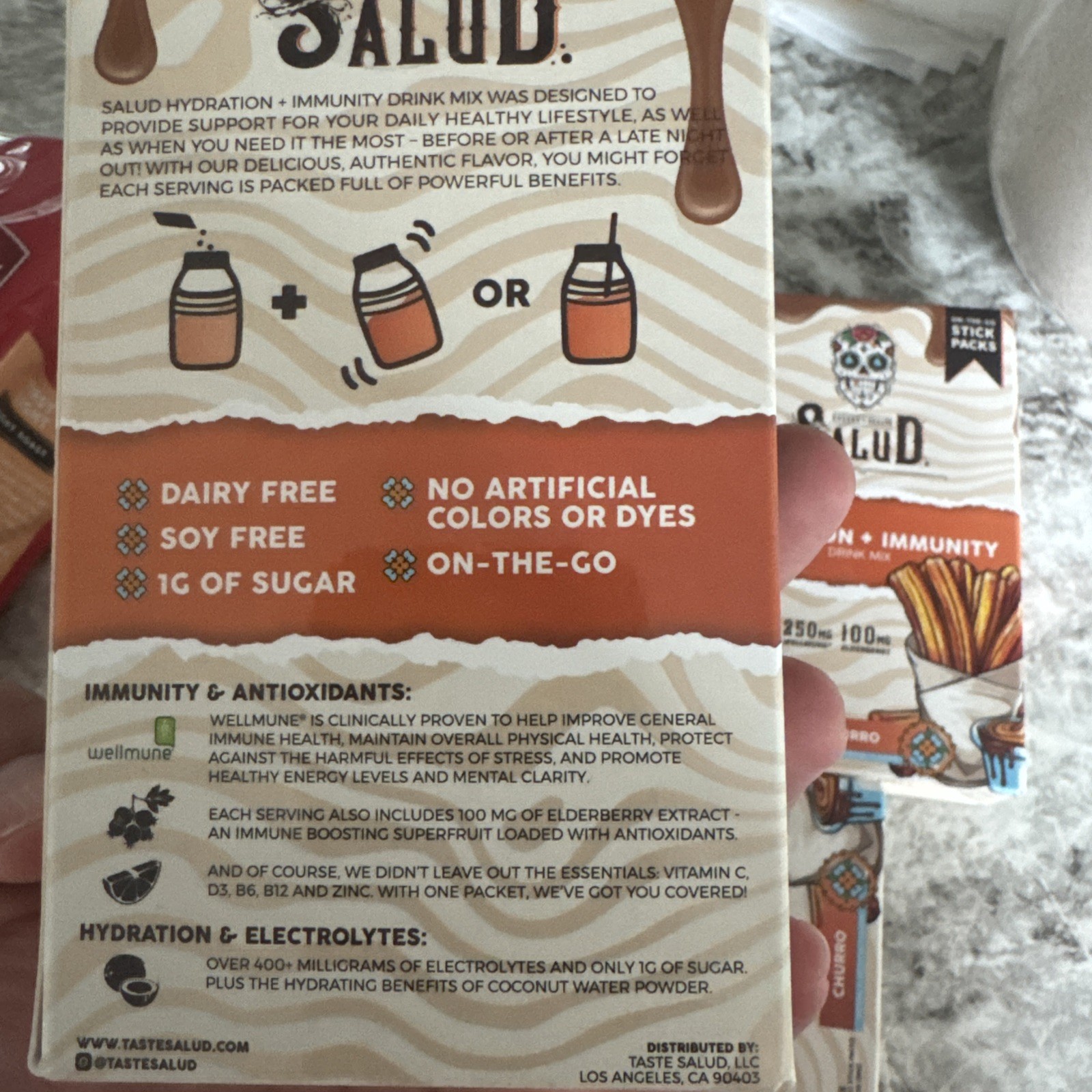 SALUD Hydration + Immunity Drink Mix, 6 Stick Packs On-The-Go Sticks exp 06/2027