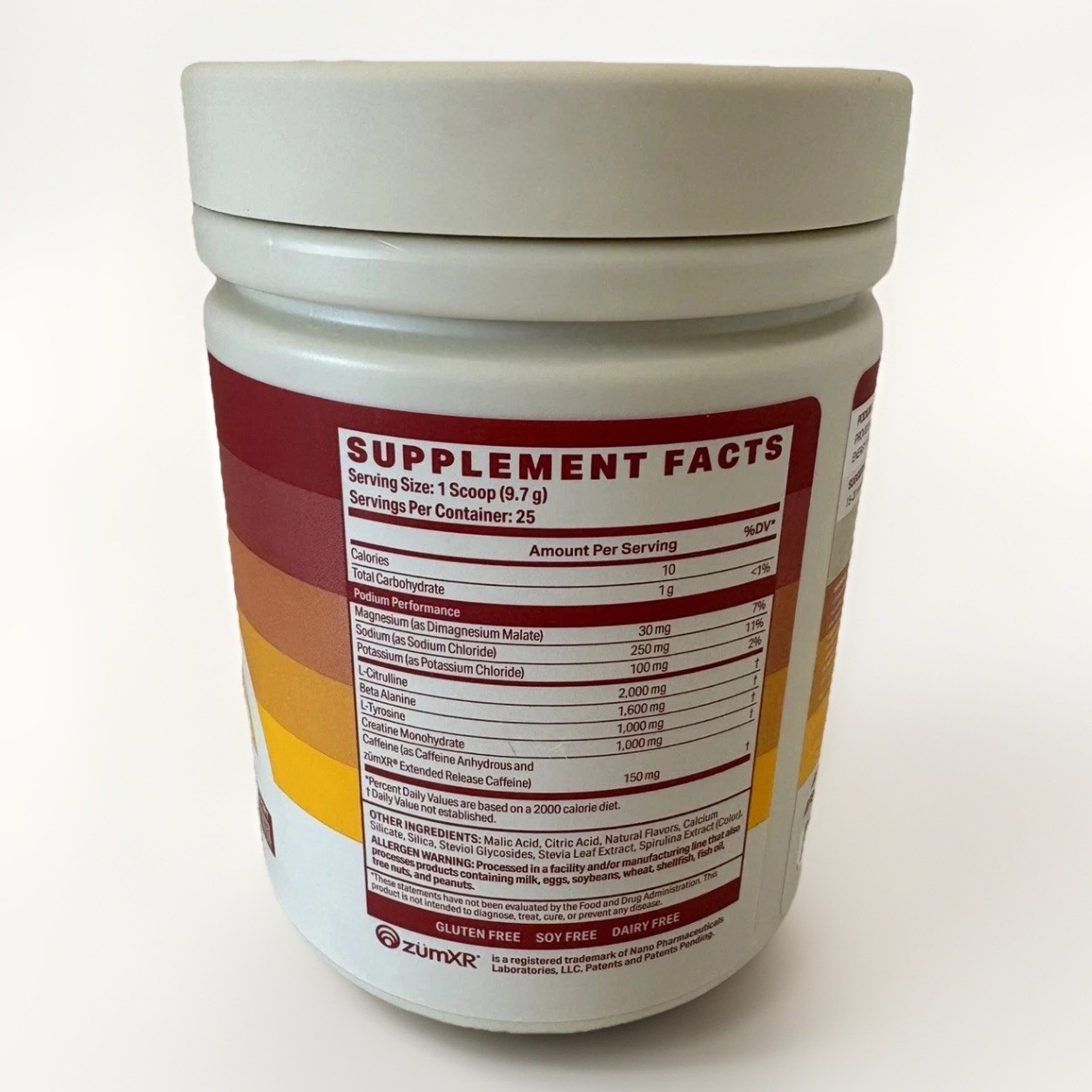 PODIUM Natural Flavors & Sweeteners Athlete Pre Workout Blue Raspberry Exp 03/26