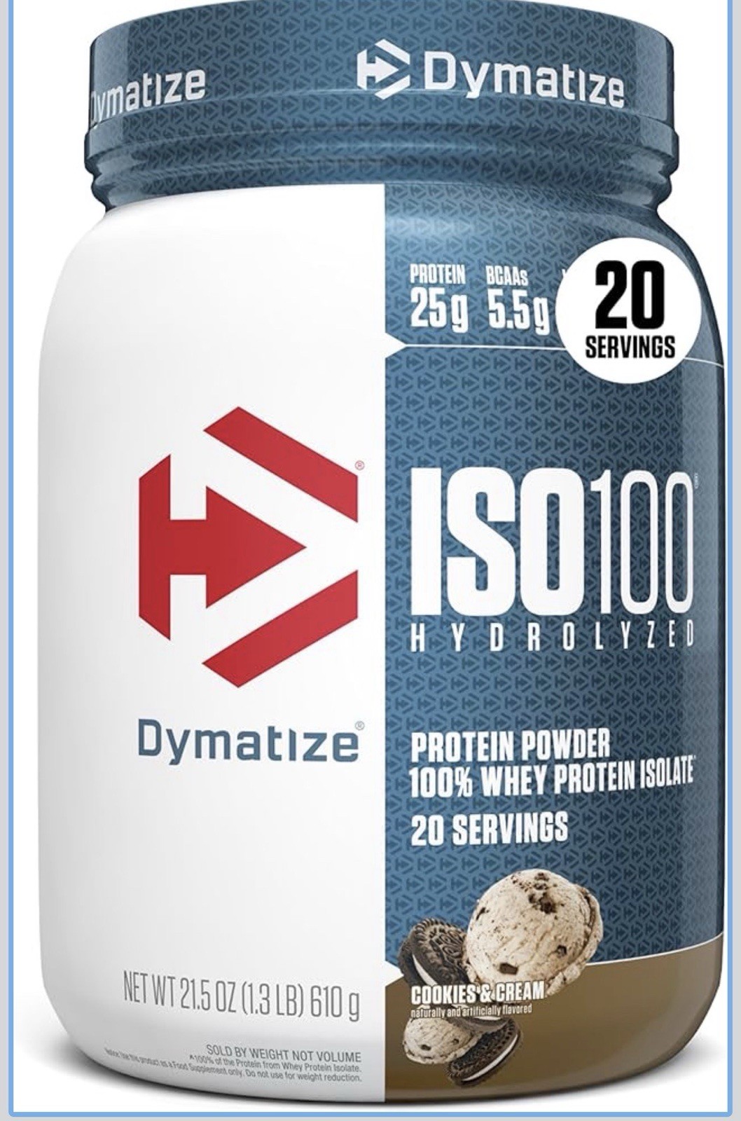 Dymatize ISO100 Hydrolyzed Whey Isolate Cookies & Cream 1.36lb 20Sv
