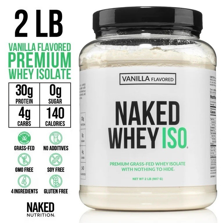Naked Vanilla Whey Isolate, Grass-Fed Protein, 24 Servings