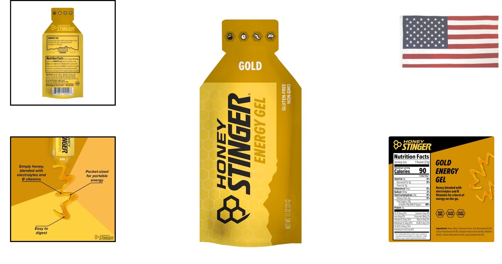 Honey Stinger Classic Energy Gel, Gold, Gluten-Free, Soy/Nut/Dairy-Free, 100 …