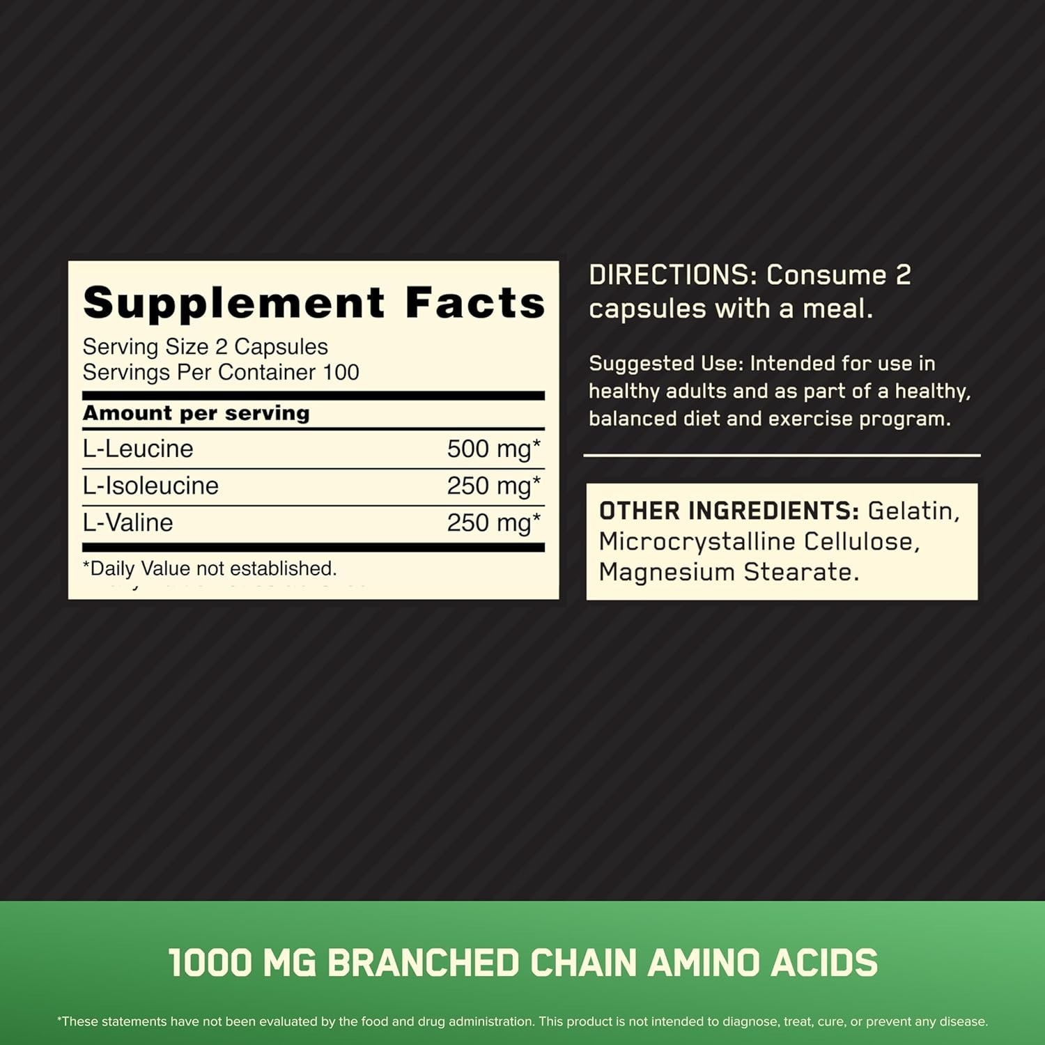 200 Count Instantized BCAA Capsules – 1000mg Muscle Recovery Supplement