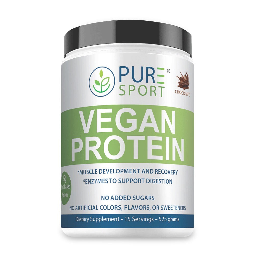 PURE Sport Vegan Protein Powder (25g Plant-Based Protein,15 servings,3 Flavors!)