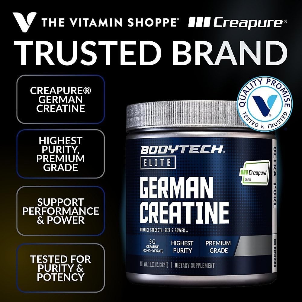 Elite German Creatine with Creapure, Creatine Monohydrate Powder for Strength…