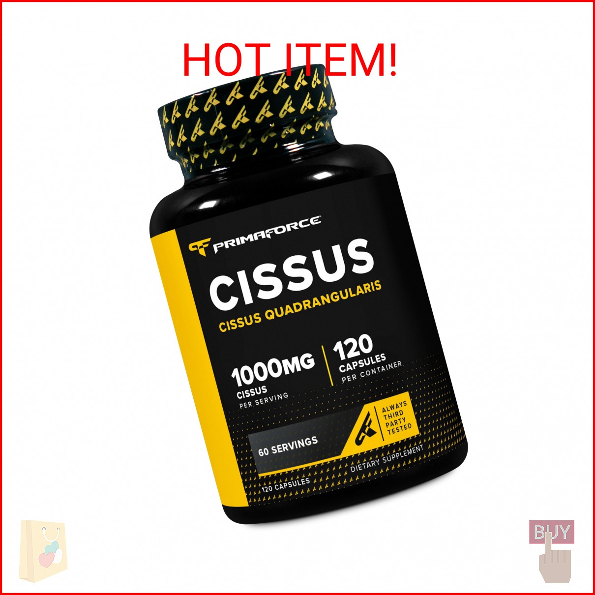 Primaforce Cissus Quadrangularis Extract, 120 Capsules, 1000mg per Serving – Glu