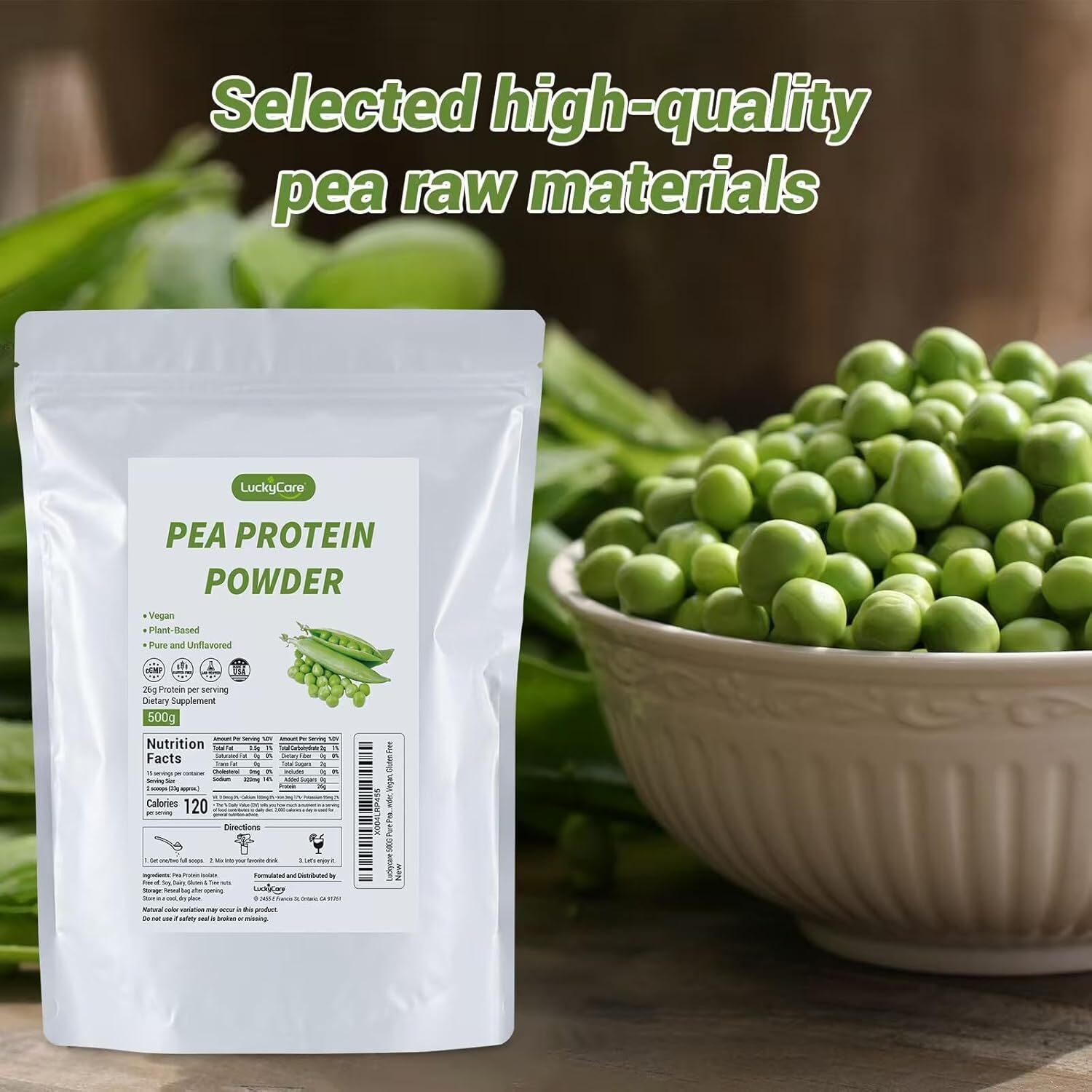 500G Organic Pea Protein Powder Vegan Formula Supports Muscles 26g Per Serving
