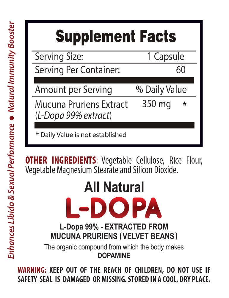 Dopamine supplements – L-DOPA MUCUNA EXTRACT 99% 350mg – serotonin power diet
