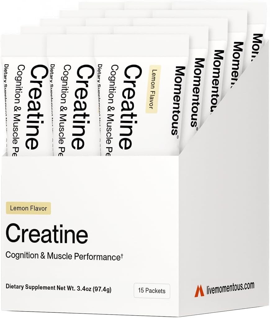 Momentous Creatine Monohydrate Powder Lemon 6.49g Serving 15 Servings NSF