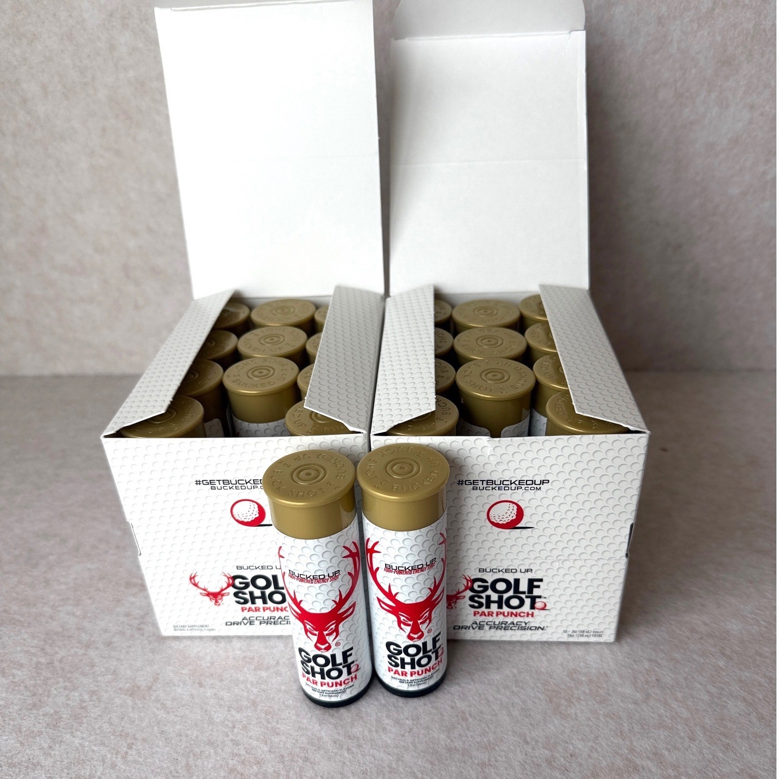2 pack Bucked Up Golf Shot Par Punch Energy Shot Shotgun Shell 24 Total BB 5/26