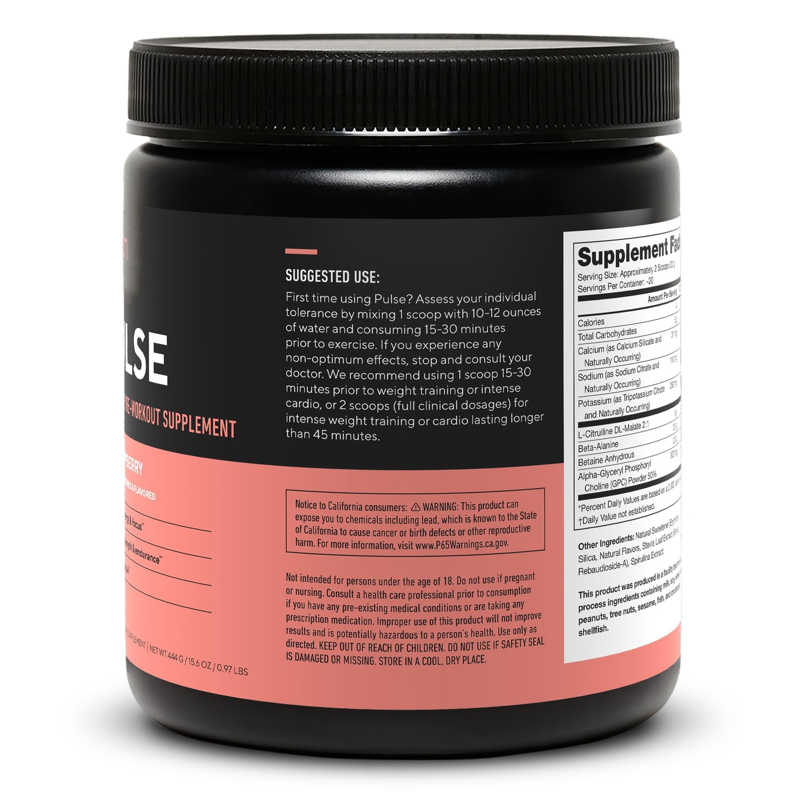 LEGION Pulse Pre Workout Supplement – Natural Nitric Oxide Booster Drink